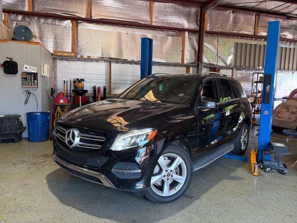 Mercedes GLE on the lift for brake and rotor replacement in North Little Rock, Arkansas